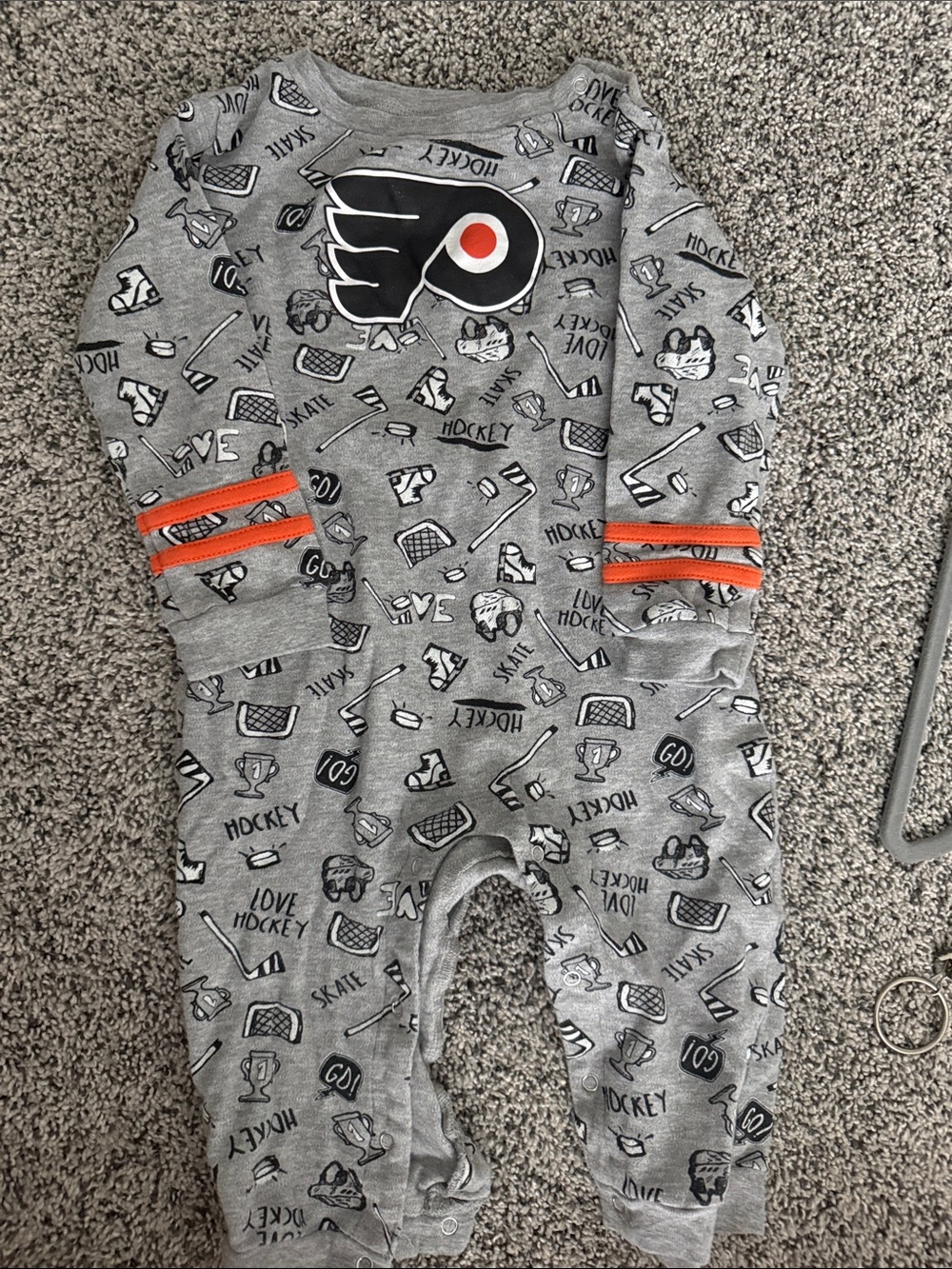 NHL Grey Baby Hockey One-Piece with Orange Accents